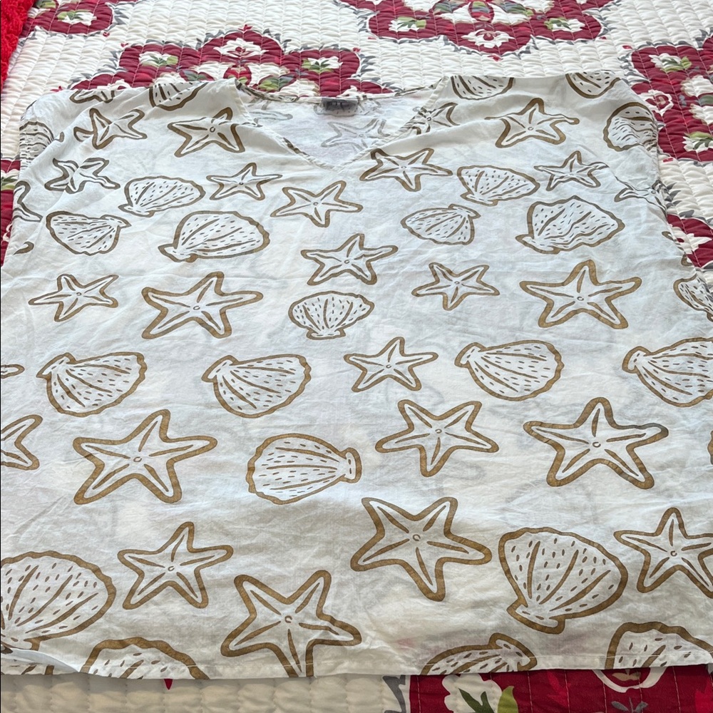 Shoreline White and Gold Seashell Swim Coverup